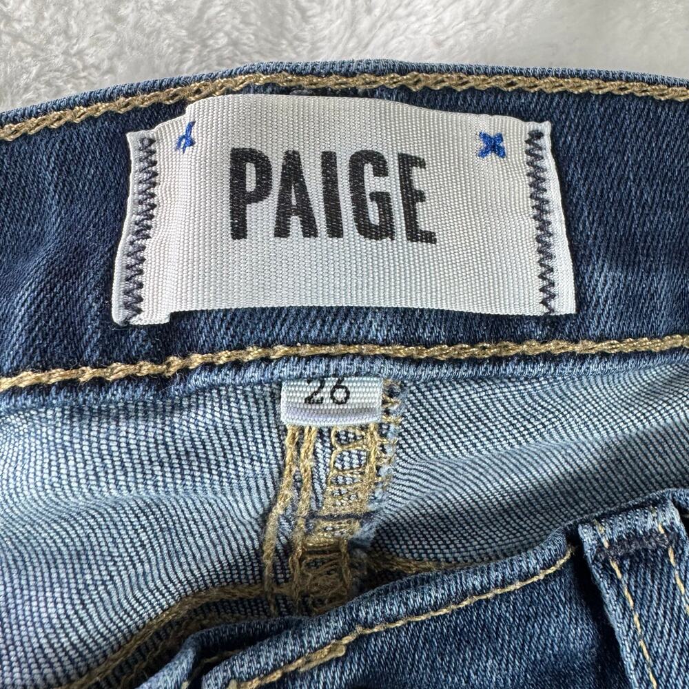 PAIGE Verdugo Ankle Jeans Womens 26 Blue Skinny Stretch Raw Hem Denim - Picture 9 of 13